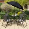 Outdoor 6-Piece Patio Dining Set Folding Chairs Tempered Glass Table Grey Black